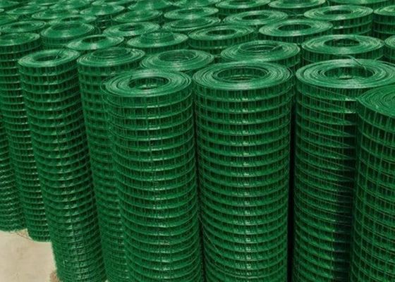 Green PVC Coated Welded Wire Mesh Rolls with 0.35mm-6mm Wire Diameter and 1/2''*1'' Hole Size for Fencing