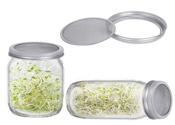304 Stainless Steel Round Mason Jar Sprouting Lid with Non Rusting Metal Screen for Seed Sprouting