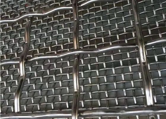 0.8mm-12.7mm Corrosion Resistant Crimp Wire Mesh Screen Silver And Black
