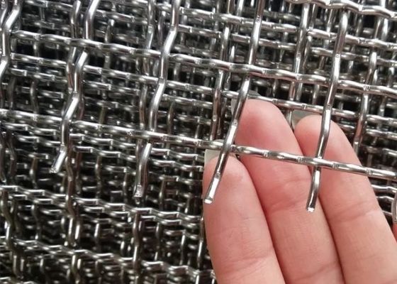 0.8mm-12.7mm Corrosion Resistant Crimp Wire Mesh Screen Silver And Black