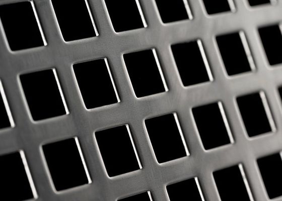 Black punched metal sheet Oblong or Square Hole Pattern