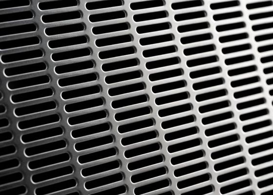 Black punched metal sheet Oblong or Square Hole Pattern